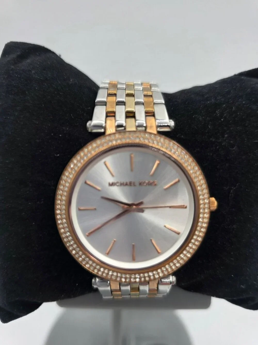 Michael Kors Womens MK3203 Silver, Gold Rose-Tones Watch Crystal Bezel